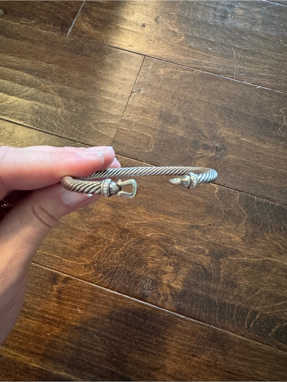 David Yurman Silver-Tone Cable Cuff Bracelet with End Caps